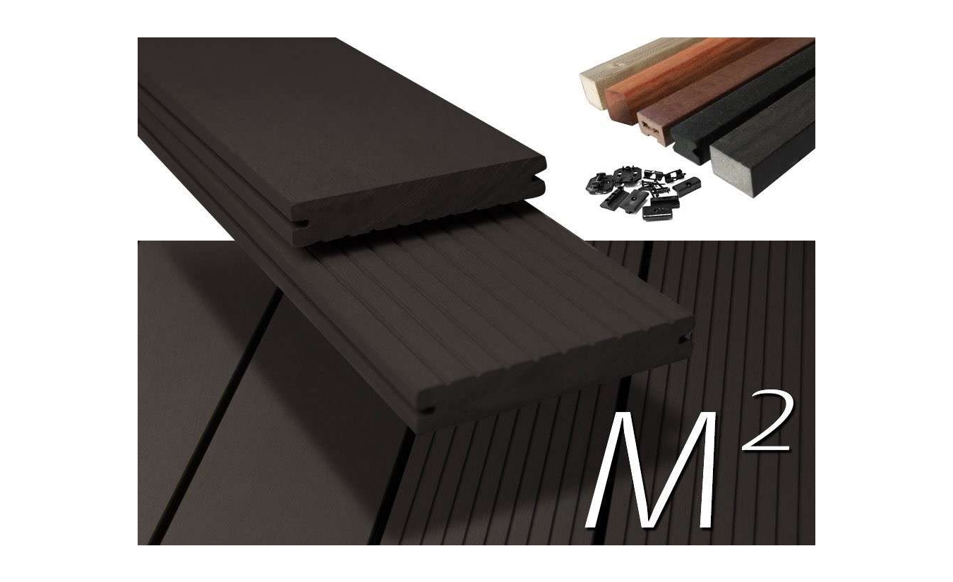m2 Elements composiet vlonderplanken totaalpakket, massief, 140mm breed, Antraciet zwart