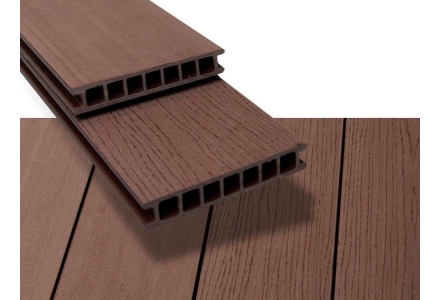 Vlonderplank composiet hol 28x162mm Tropical brown, Duofuse