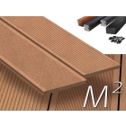 m2 Megawood composiet vlonderplanken totaalpakket, massief, Classic Jumbo, 242mm breed, Natuurbruin