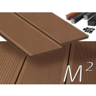 m2 Megawood composiet vlonderplanken totaalpakket, massief, Classic Jumbo, 242mm breed, Notenbruin