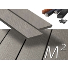 m2 Megawood composiet vlonderplanken totaalpakket, massief, Premium, 145mm breed, Basaltgrijs