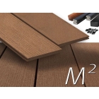 m2 Megawood composiet vlonderplanken totaalpakket, massief, Premium Jumbo, 242mm breed, Notenbruin